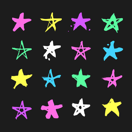 Set of hand drawn paint object for design use. Abstract brush drawing. Vector art illustration grunge splashes, drops, stains, frames, arrows, hearts, stars, blotのイラスト素材