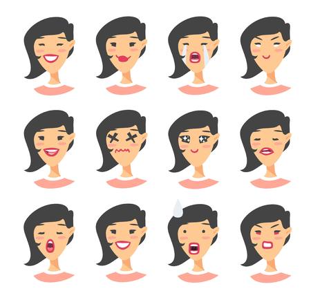 Set of asian emoji character.のイラスト素材
