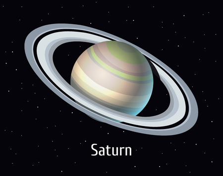 A vector illustration of Solar System object. Saturn on space background.のイラスト素材
