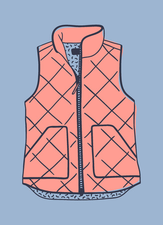 Hand drawn fashion illustration. Creative ink art work. Actual vector drawing blown vestのイラスト素材