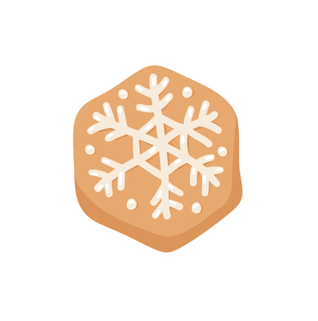 Cartoon vector illustration Ginger bread Cookie Snowflake. Hand drawn Christmas sweet. Actual Creative Holidays bakeのイラスト素材