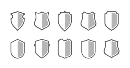 Flat Clip art Design Elements. Set of Vector set of Shield Silhouette. Different Coat Arms signsのイラスト素材