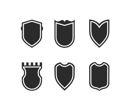 Flat Clip art Design Elements. Set of Vector set of Shield Silhouette. Different Coat Arms signsのイラスト素材