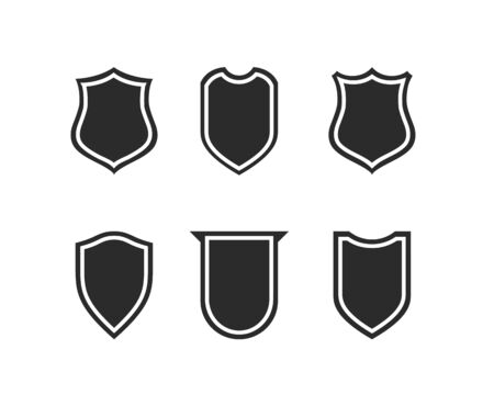Flat Clip art Design Elements. Set of Vector set of Shield Silhouette. Different Coat Arms signsのイラスト素材