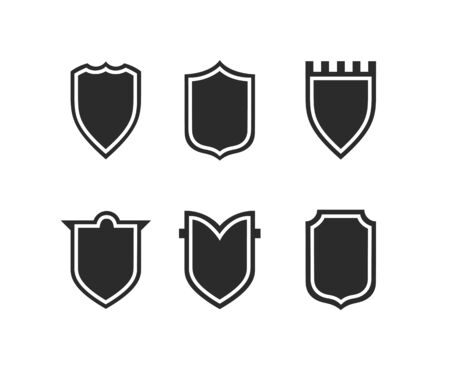 Flat Clip art Design Elements. Set of Vector set of Shield Silhouette. Different Coat Arms signsのイラスト素材