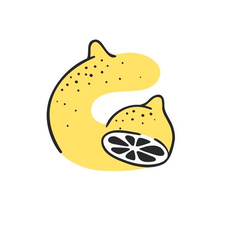 Cartoon vector illustration vegetables and fruits ABC. Hand drawn font with vegan food. Actual Creative art vegetarian alphabet. Letter Gのイラスト素材