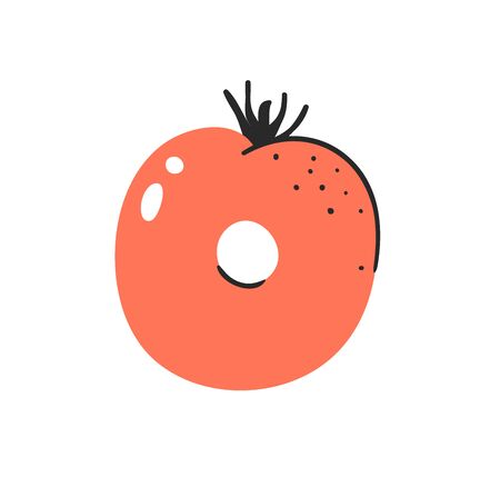 Cartoon vector illustration vegetables and fruits ABC. Hand drawn font with vegan food. Actual Creative art vegetarian alphabet. Letter Oのイラスト素材