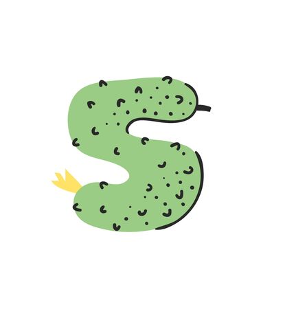 Cartoon vector illustration vegetables and fruits ABC. Hand drawn font with vegan food. Actual Creative art vegetarian alphabet. Number fiveのイラスト素材