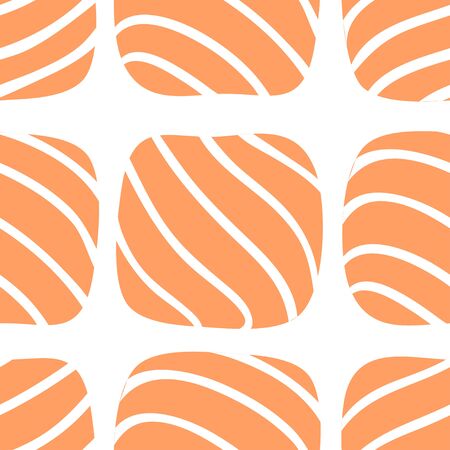 Hand drawn seamless pattern with sea food. Creative ink art work Asian dinner. Actual drawing sushi roll.のイラスト素材