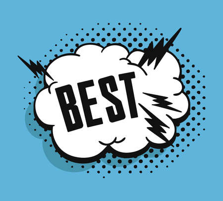 Pop art speech bubble drawing with text. Cartoon style vector collection of frames. Comic illustration on color backgroundのイラスト素材