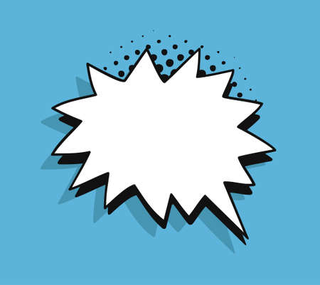 Pop art speech bubble without text. Cartoon style vector collection of frames. Comic illustration on blue backgroundのイラスト素材