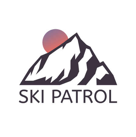 Hand Drawn Mountain Isolated. Vector Illustration Ski Resort Logo. Drawing Camping Element Winter Landscapeのイラスト素材