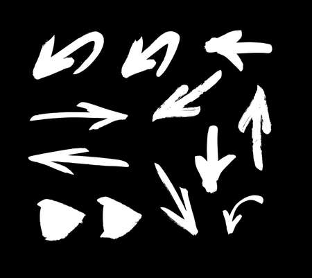 Vector art illustration grunge arrows. Set of hand drawn paint object for design. Abstract brush drawingのイラスト素材