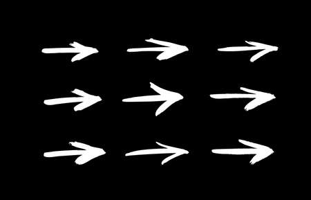 Vector art illustration grunge arrows. Set of hand drawn paint object for design. Abstract brush drawingのイラスト素材