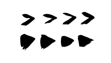 Vector art illustration grunge arrows. Set of hand drawn paint object for design. Abstract brush drawingのイラスト素材