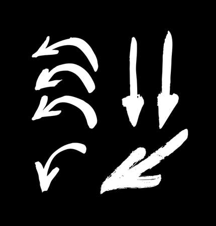 Vector art illustration grunge arrows. Set of hand drawn paint object for design. Abstract brush drawingのイラスト素材