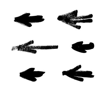 Vector art illustration grunge arrows. Set of hand drawn paint object for design. Abstract brush drawingのイラスト素材