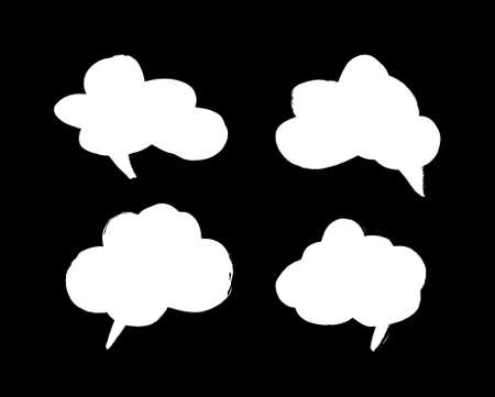 Vector art illustration grunge speech bubbles. Set of hand drawn paint object for design. Abstract brush drawing.のイラスト素材