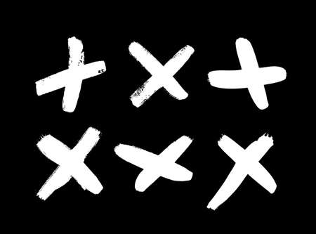 Black and White paint Vector cross lines. Hand drawn set of objects for design. Abstract drawing...