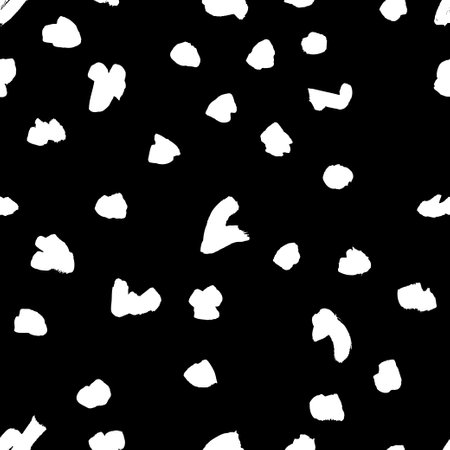 Paint drawing seamless pattern black and white smear. Hand drawn abstract illustration grunge elements. Vector abstract objects for designのイラスト素材