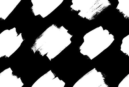 Paint drawing seamless pattern black and white squares. Hand drawn abstract illustration grunge elements. Vector abstract objects for designのイラスト素材