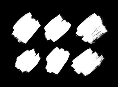 Paint drawing set of black and white smear. Hand drawn abstract illustration grunge elements. Vector abstract objects for designのイラスト素材
