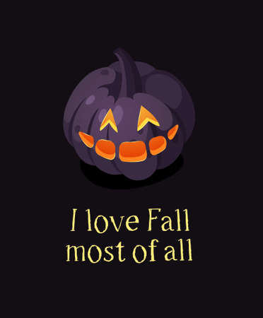 Hand drawn Halloween illustration Jack o Lantern. Creative Cartoon Style art work. Actual vector drawing food and drink for Party. Artistic isolated Season objectsのイラスト素材