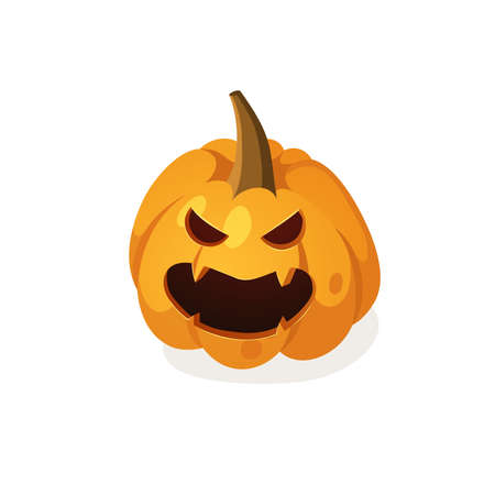 Cartoon Character Jack-o-lantern. Hand drawn stylish Halloween vegetable. Autumn Vector drawing fresh organic food. Vegan Illustration Pumpkin Spice Seasonのイラスト素材