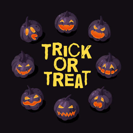 Cartoon Character Jack-o-lantern. Hand drawn stylish Halloween vegetable. Autumn Vector drawing fresh food. Vegan Illustration Pumpkin Spice Seasonのイラスト素材