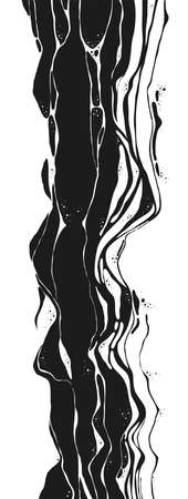 Abstract Vector Backgroung Jupiter Surface. Hand Drawn Marbel Pattern. Fashion Illustration Black and White Liquid Paint Inkのイラスト素材