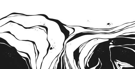 Abstract Vector Backgroung Jupiter Surface. Hand Drawn Marbel Pattern. Fashion Illustration Black and White Liquid Paint Inkのイラスト素材