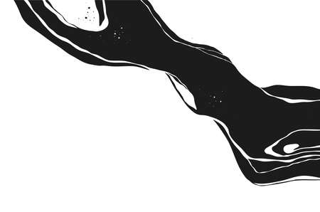 Abstract Vector Backgroung Jupiter Surface. Hand Drawn Marbel Pattern. Fashion Illustration Black and White Liquid Paint Inkのイラスト素材
