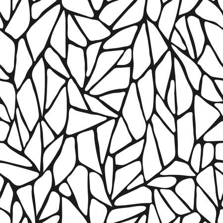 Abstract Vector Nature Backgroung. Hand Drawn Seamless Pattern. Fashion Illustration Black and White Textureのイラスト素材