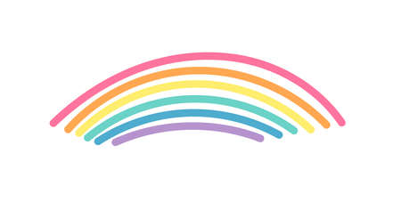 Vector Doodle Illustration Rainbow. Cartoon Pride Colorful Drawing. Hand Drawn LGBTQ Flag Support Ribbon Sketchのイラスト素材