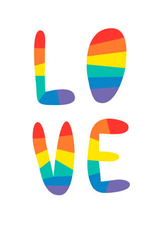 Doodle Illustration Rainbow Word. Cartoon Pride Colorful Drawing Text. Hand Drawn LGBTQ Flag Support Ribbon Sketchのイラスト素材