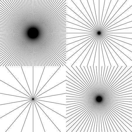 Set of Vintage Square Sunbursts in Different Shapes. Trendy Hand Drawn Retro Bursting Rays Design Elements. Hipster Vector illustrationのイラスト素材