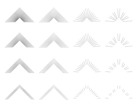 Set of Vintage Rhomb Sunbursts in Different Shapes. Trendy Hand Drawn Square Retro Bursting Rays Design Elements. Hipster Vector illustrationのイラスト素材