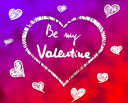 Hand sketch of heart with Be My Valentine lettering insideの写真素材