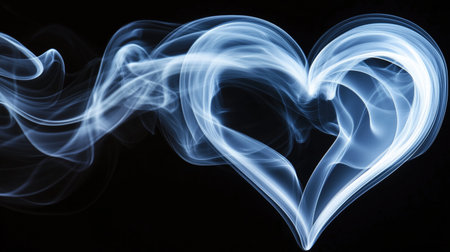 Vivid light art creating a heart shape against a dark backdrop. luminous and vibrant designの素材