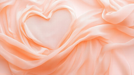 Heart shape formed with soft peach chiffon fabric draped elegantly. romantic aestheticsの素材