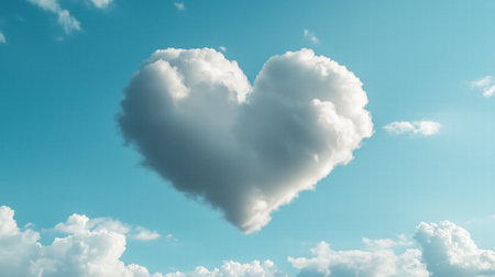 Heart-shaped cloud against blue sky. romantic and dreamy visual conceptの素材