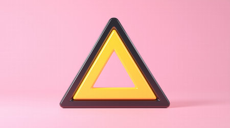 Yellow warning triangle on pastel pink background. safety and design conceptの素材