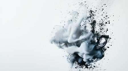 Artistic explosion of black and white ink on a white background. creativity and expressionの素材