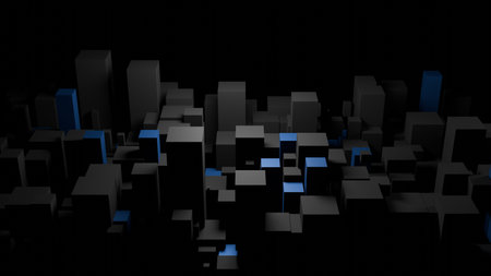 Digital 3D cubes pattern with black and blue futuristic style