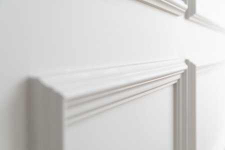 White decorative wall molding close-up