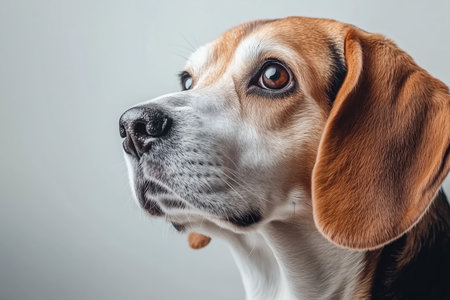 Beagle dog gazing intently with focused expression. Loyalty and companionship in petsの素材
