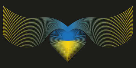Stylized heart with wings in Ukraine national colorsのイラスト素材