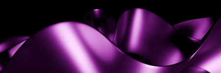 Flowing Layered Purple Ribbons With Overlapping Curves And Glossy Texture