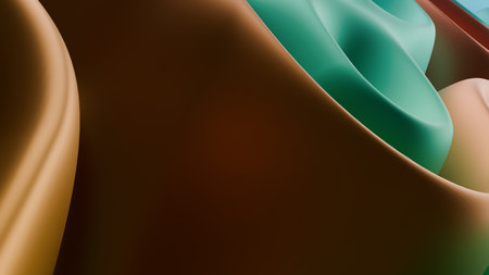 Abstract Metallic Brown And Green Gradient Curves For Modern Minimalist Backgrounds