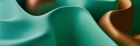 Teal And Brown 3D Smooth Curves With Organic Flow And Modern Minimalist Aesthetic